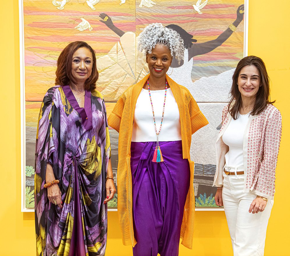 De gauche à droite: Françoise Remarck, ministre de la Culture et de la Francophonie, Joana Choumali et Farah Fakhri. PIMII PANGO